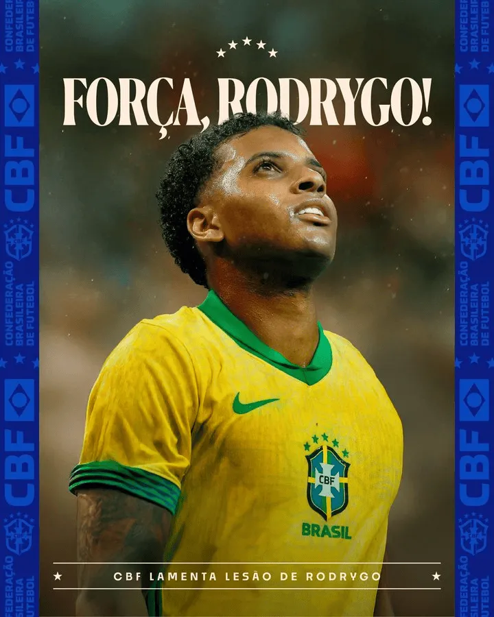 无缘世界杯！巴西官方：对罗德里戈表示支持，早日重返赛场